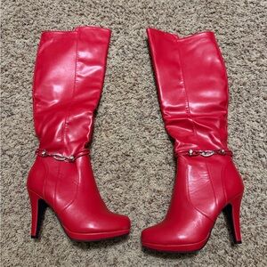 Elegant Red Heeled Boots for Women